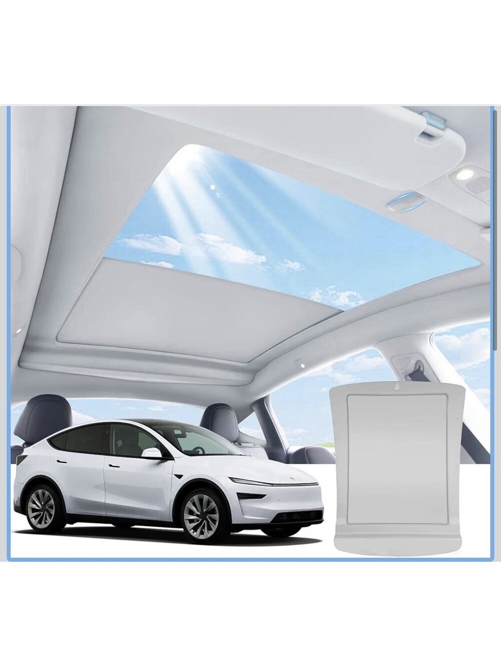 Electric Sunshade Roof for Tesla Model Y Juniper 2026~2025, Interior Gray